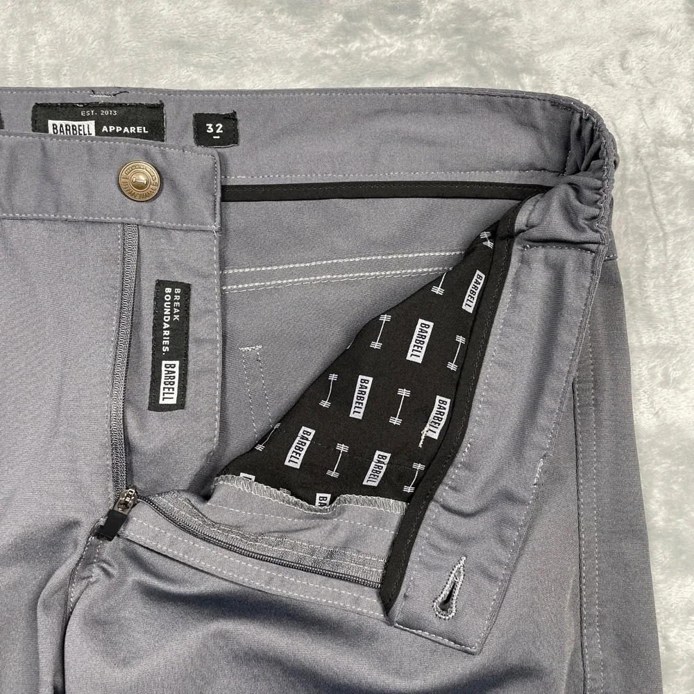 Barbell Apparel Slim Athletic Fit Pants Mens Grey Performance Chino Commuter 32